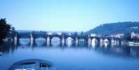 [Prag: Karlsbron i morgonljus]